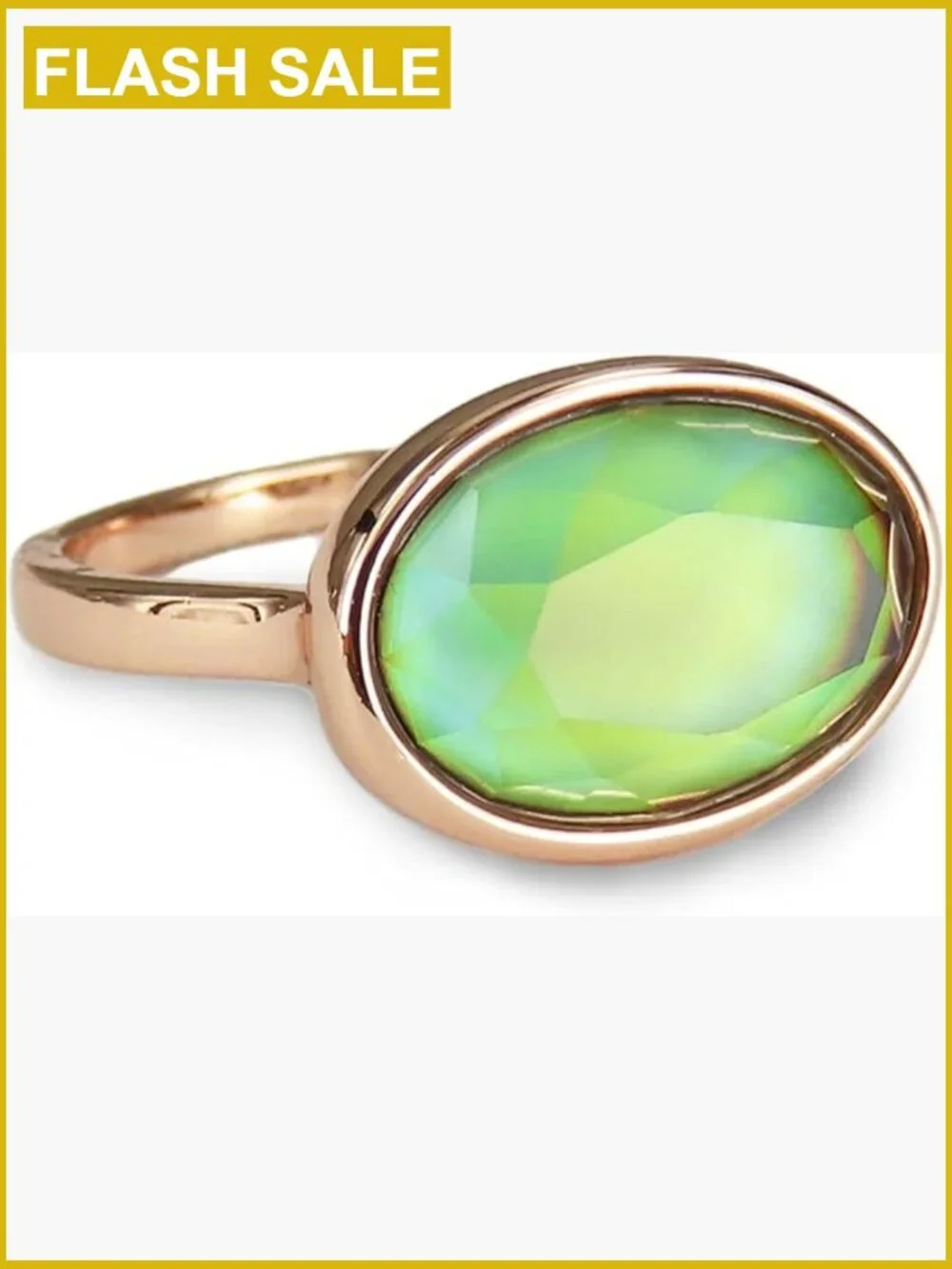 Color Change Mood Ring - Oval Facet Crystal Stone, Minimalist Statement Jewelry